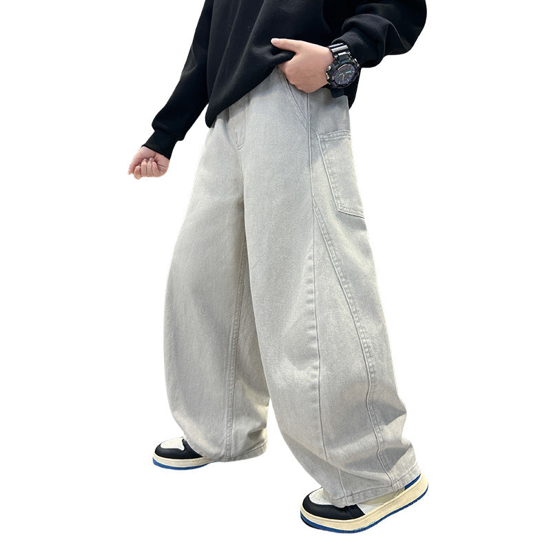 Boys' Casual Loose Wide Leg Straight Jeans Spring Autumn Pants