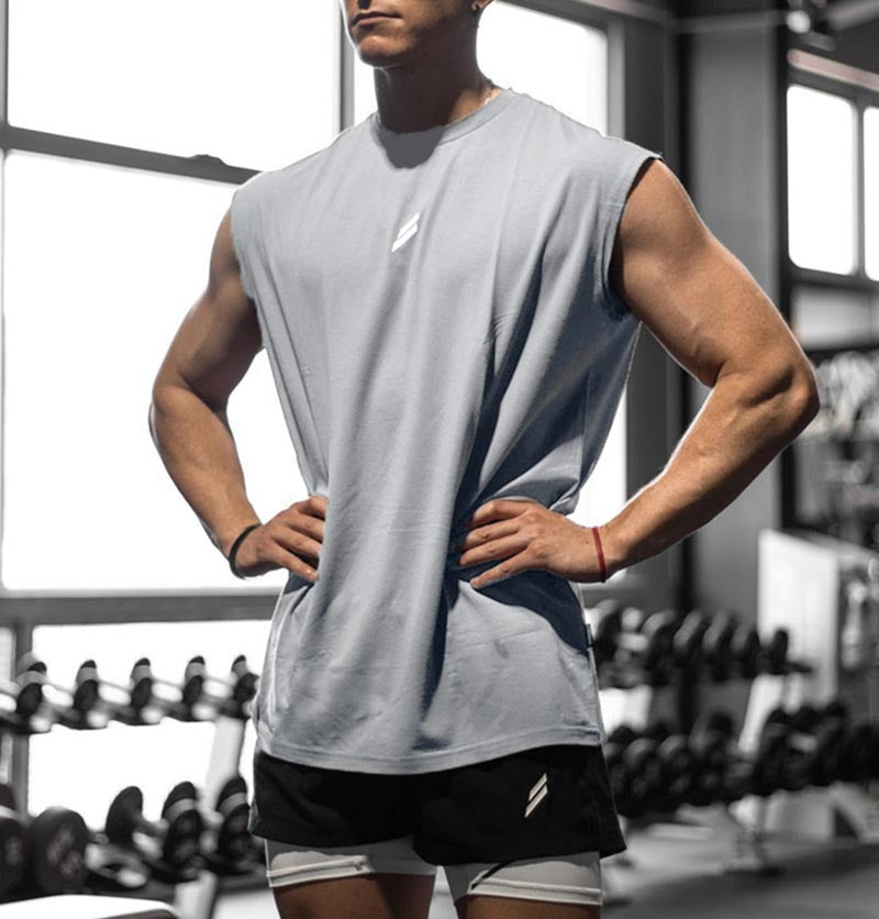 Muscle-Burning Fitness Vest for Men Summer Casual Running Training Loose Oversized Mesh Crewneck Sweatshirt