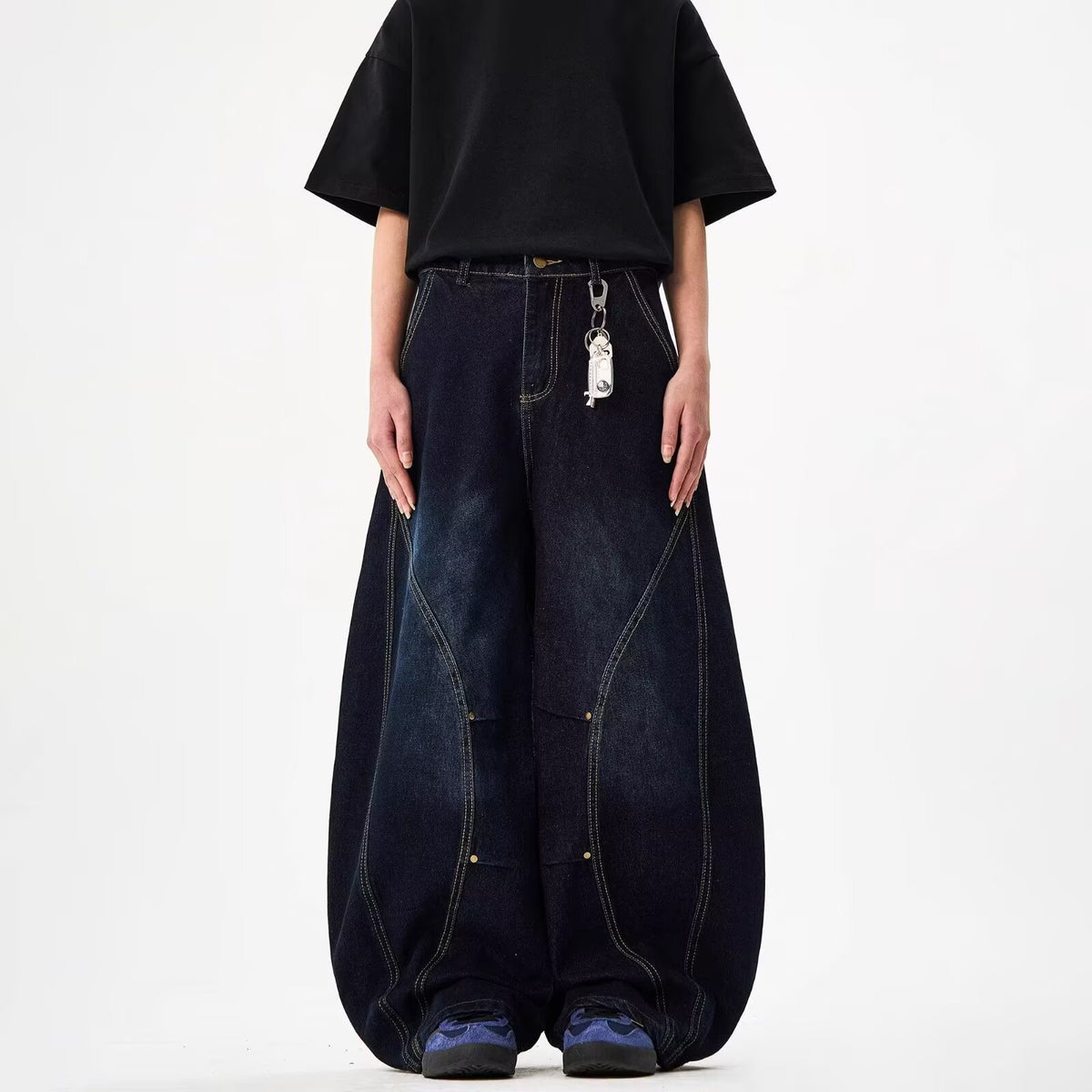 Vintage Washed Knife-Edge Jeans Women's Loose Casual Wide Leg Pants