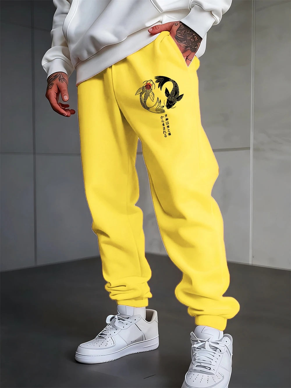 Gothic Twin Fish Print Unisex Casual Sport Sweatpants