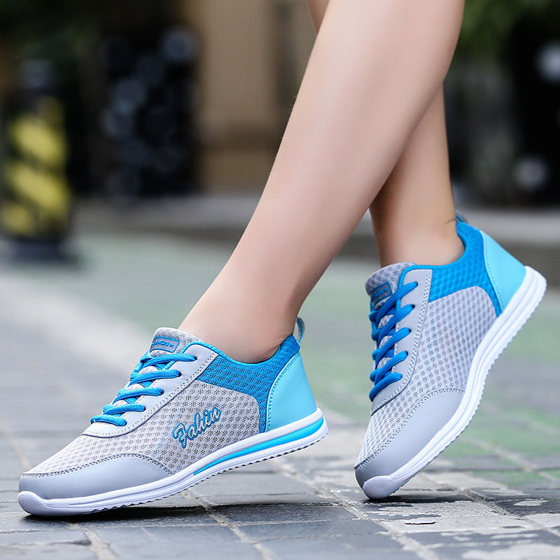 Casual Breathable Mesh Lace-up Flat Running Sneakers for Women Plus Size