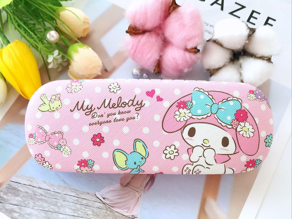 Cute Kuromi Leather Glasses Case Drop-Proof Crush-Proof Kids Eyewear Storage Box