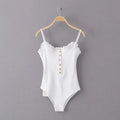 Mushroom edge open cut jumpsuit women's breasted camisole vest