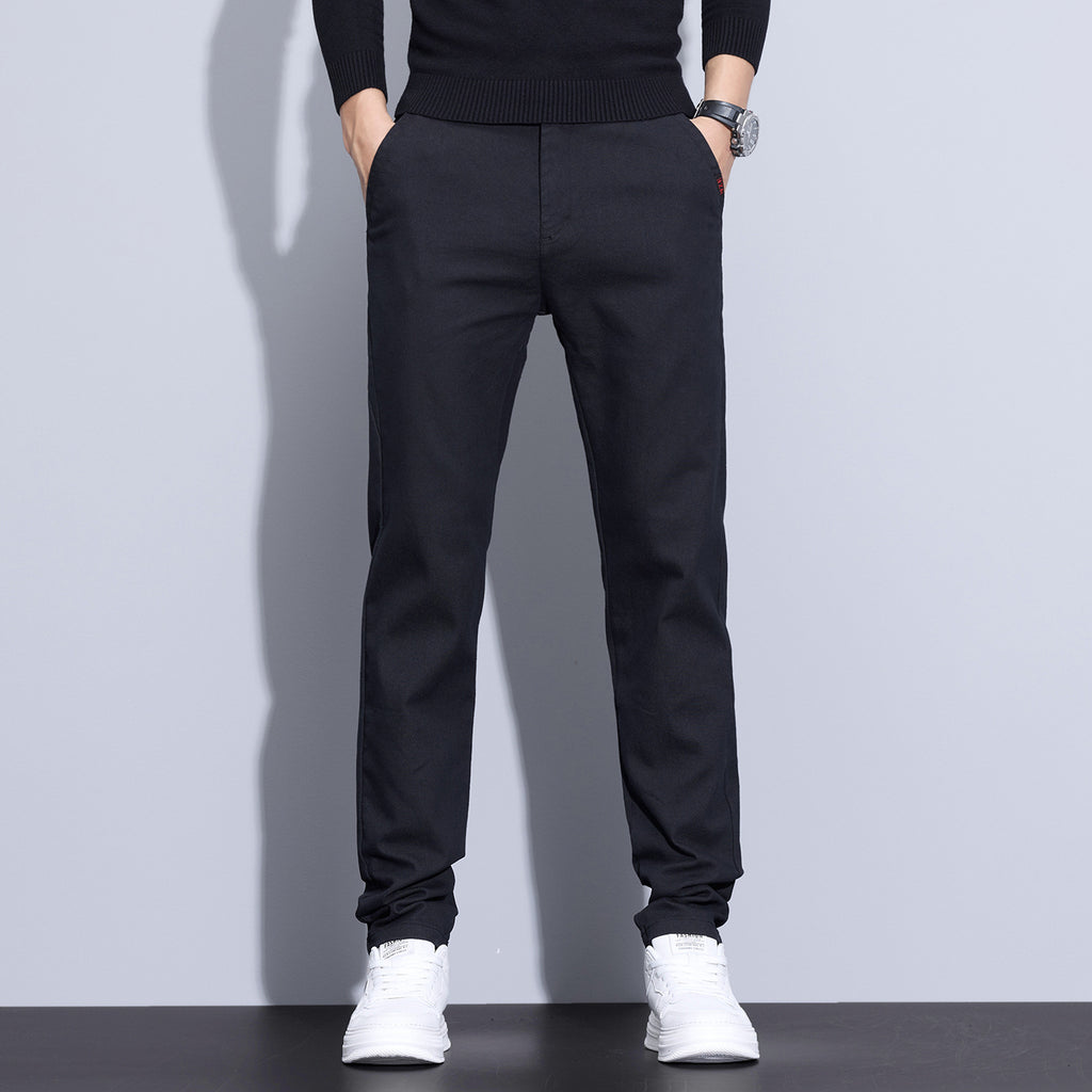 Men's Straight Leg Casual Business Trousers Wrinkle Resistant Formal Pants