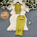 Tank top versatile high waisted skirt knit two-piece set