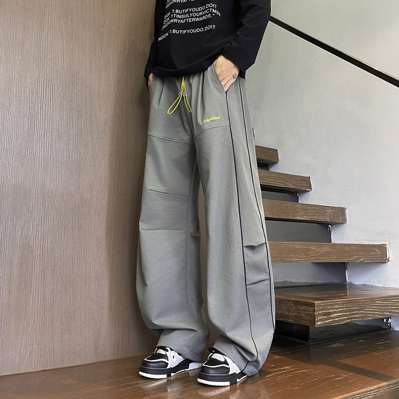 Embroidered Straight Leg Casual Pants