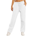 Unisex Solid Color Fleece Lined Elastic Waist Straight Leg Sweatpants
