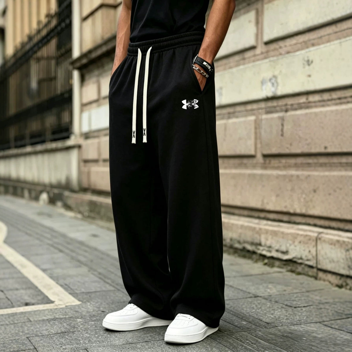 Men's Vintage  Wide Leg Sweatpants Loose Drape Floor Length Casual Pants