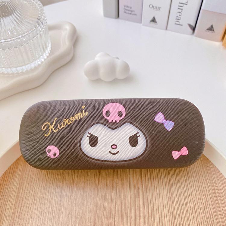 Cute Kuromi Leather Glasses Case Drop-Proof Crush-Proof Kids Eyewear Storage Box