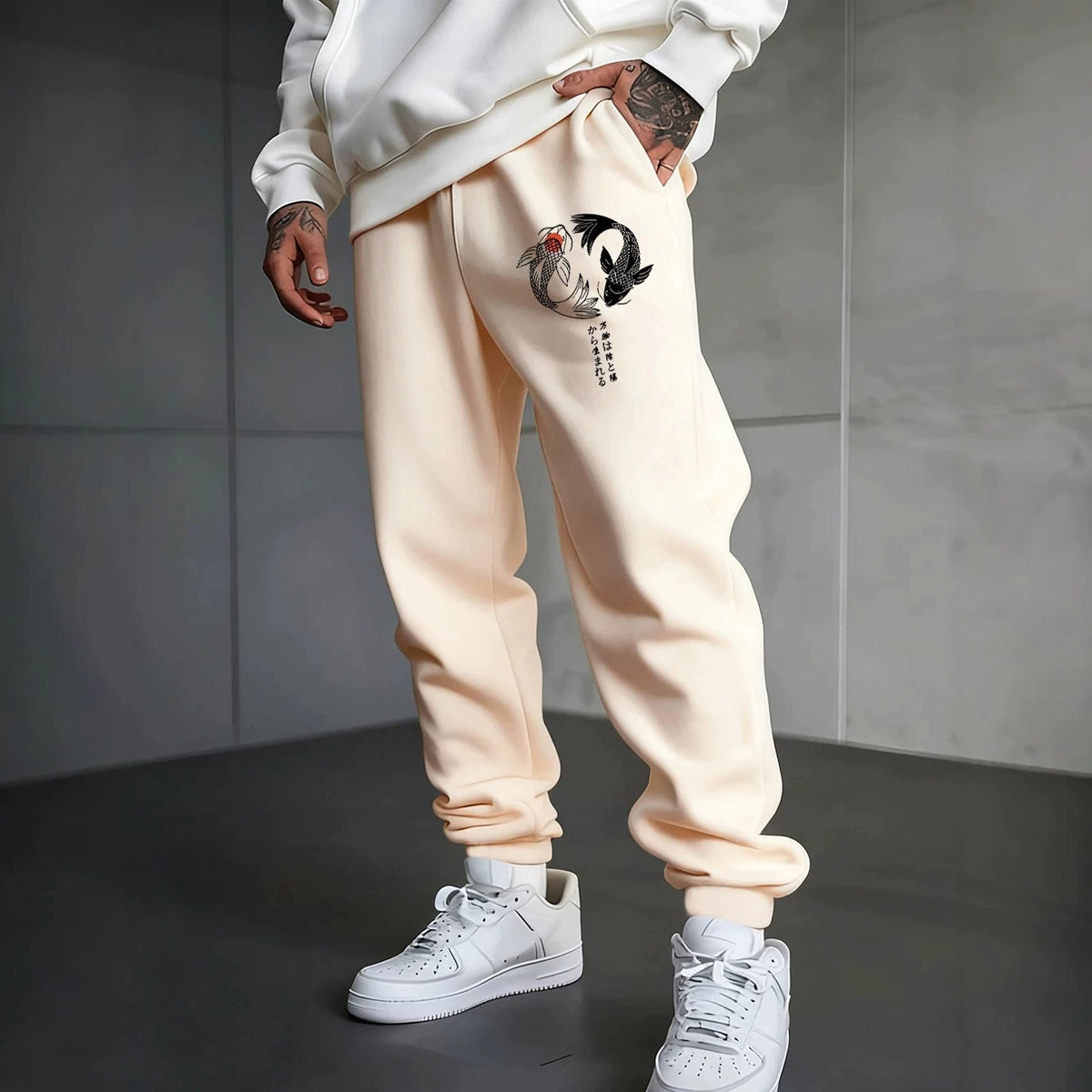 Gothic Twin Fish Print Unisex Casual Sport Sweatpants