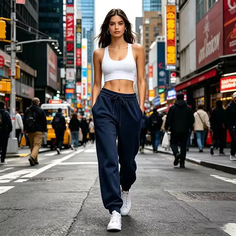 High Waist Solid Color Cargo Pants Women Straight Leg Pocket Designer Trousers