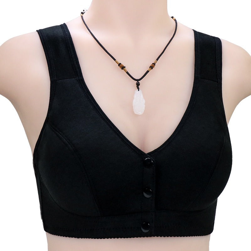 Women's soft cotton vest style middle-aged and elderly bra, large size without steel ring underwear for women