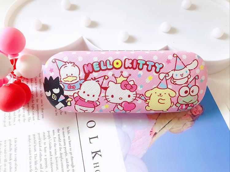 Cute Kuromi Leather Glasses Case Drop-Proof Crush-Proof Kids Eyewear Storage Box