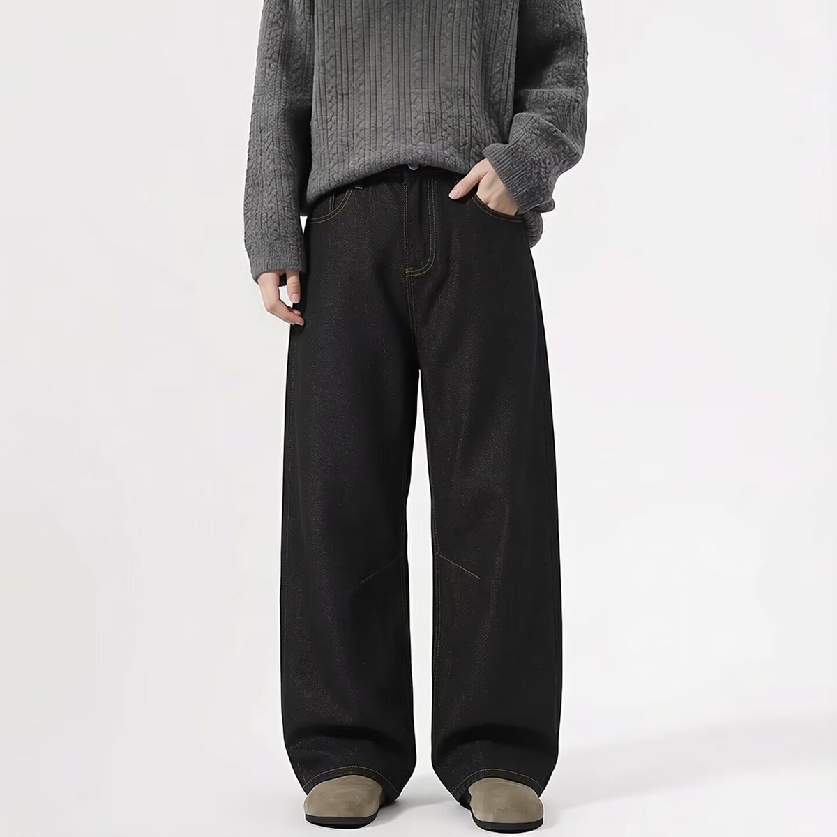 Denim Pants Men's Trendy Brand Retro Patchwork Long Pants