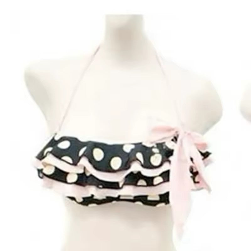 Sweet Versatile Solid Color Polka Dot Bikini Underwear Set