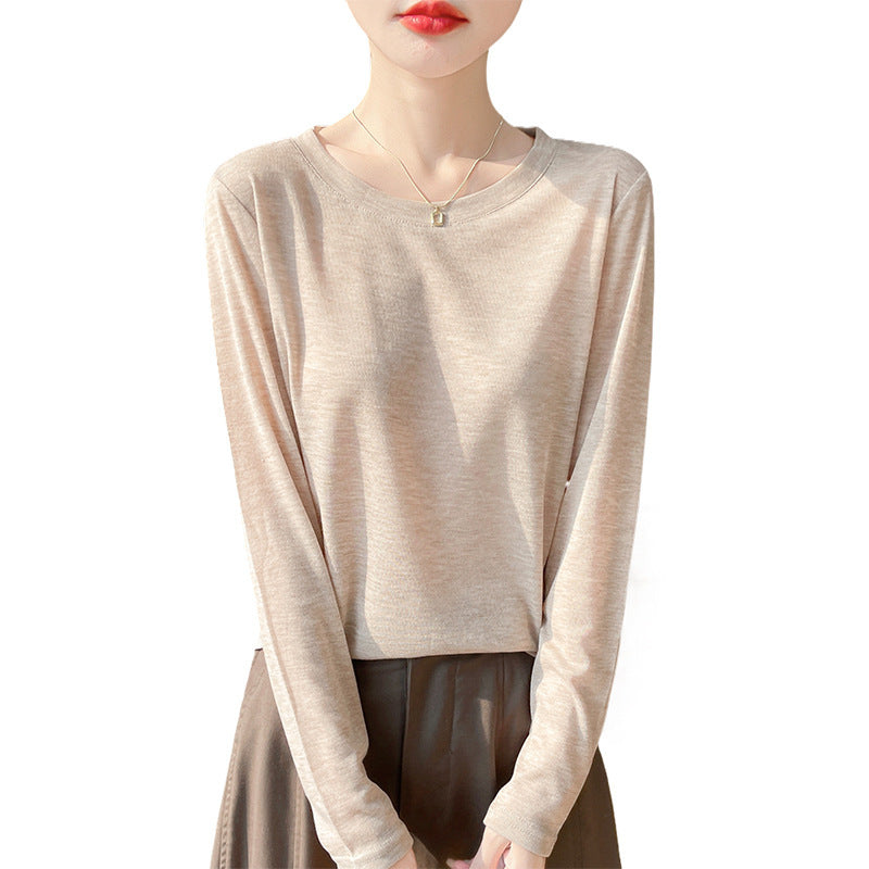 Women's Solid Color Long Sleeve Round Neck Knit Top