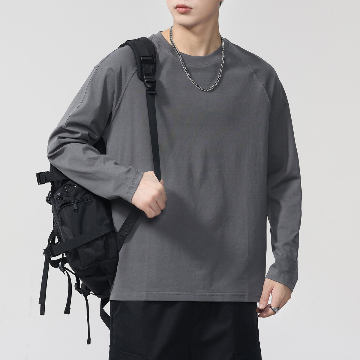 Men's Long Sleeve T-Shirt Loose Fit Comfortable Casual Base Tee Fall Winter