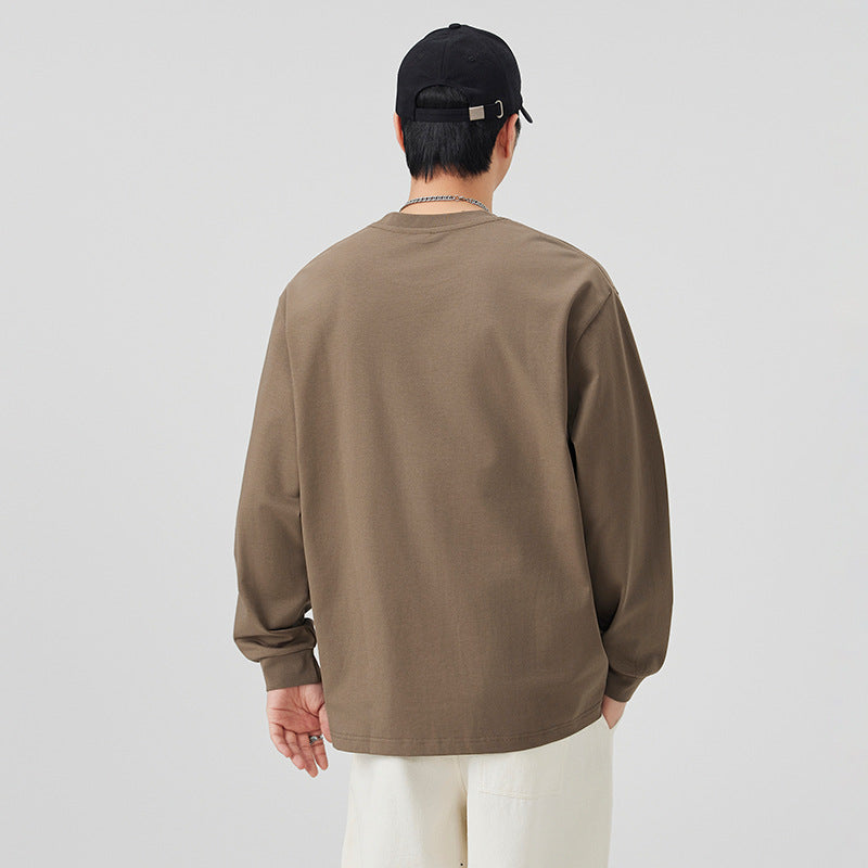 Men's Vintage Loose Fit Letter Print Long Sleeve Round Neck T-Shirt