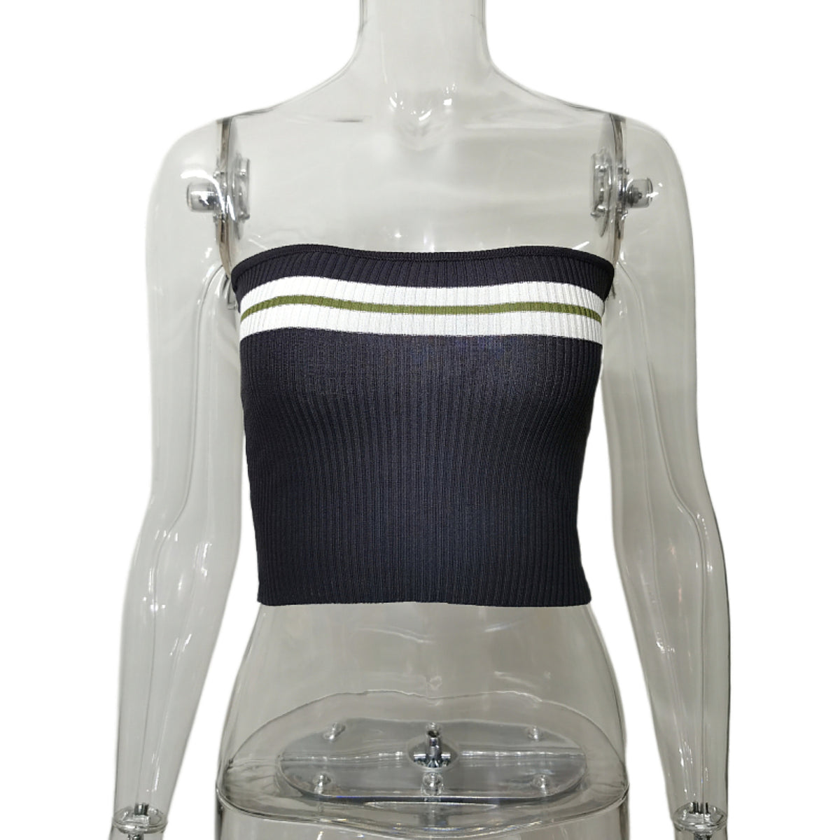 Women's Color Block Stripe Tube Top Spicy Girl Fitted Outerwear