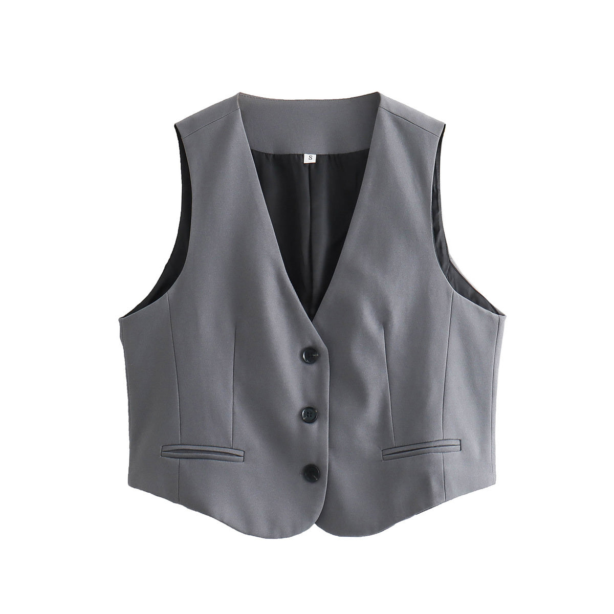 Women's plaid V-neck short slim fit cardigan vest vest for women