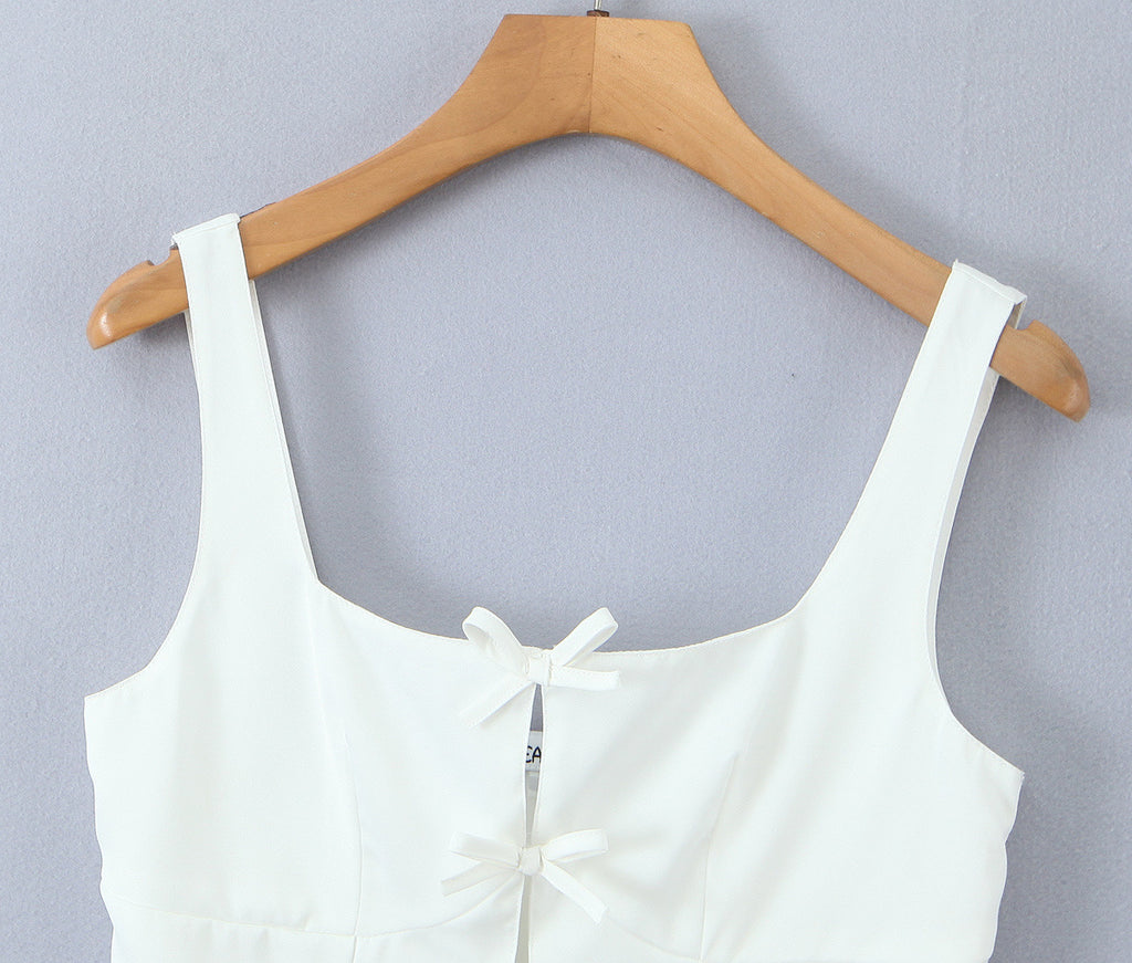 Women's chest bow decoration top with small suspender and short style for women