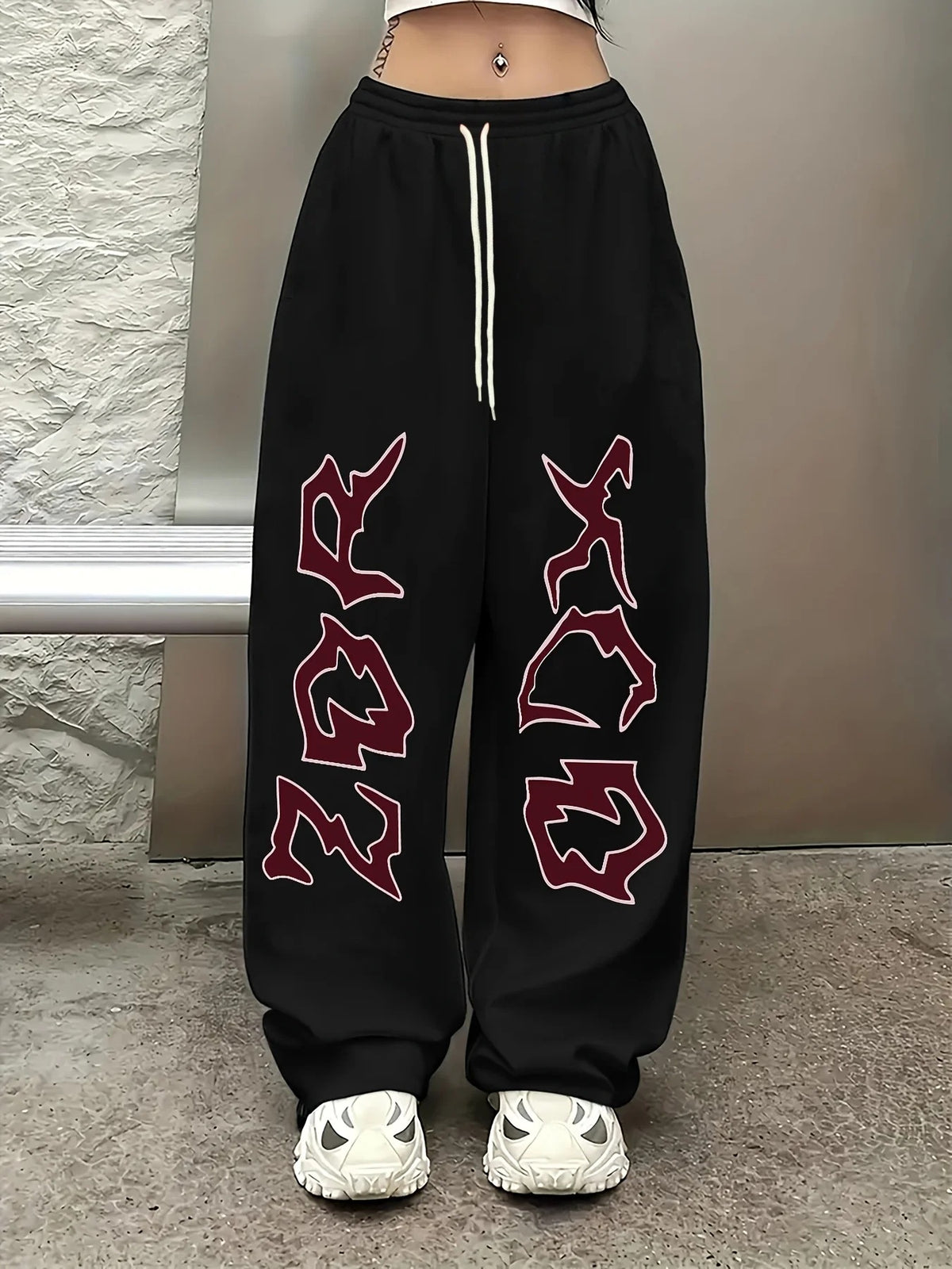 Wide Leg High Waist Adjustable Drawstring Pants