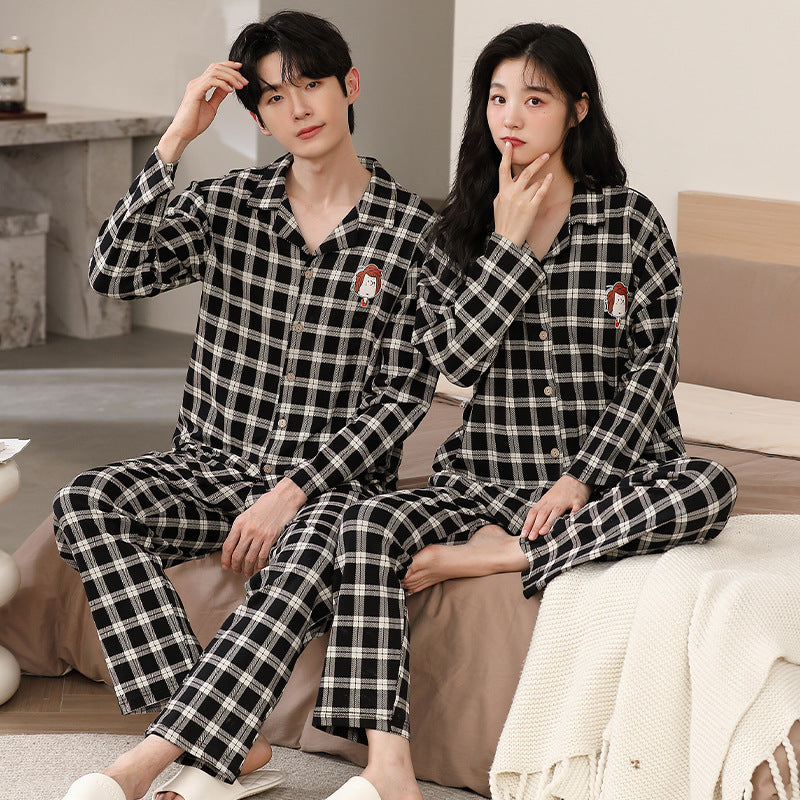 Couple's pajamas men's and women's lapel open home clothes