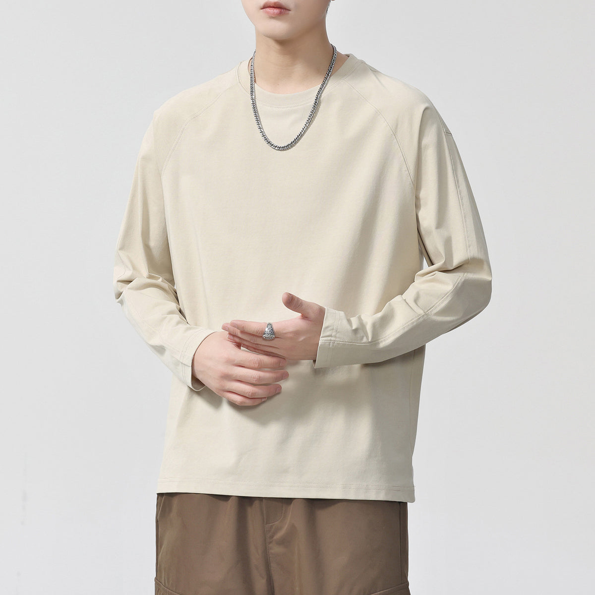 Men's Long Sleeve T-Shirt Loose Fit Comfortable Casual Base Tee Fall Winter