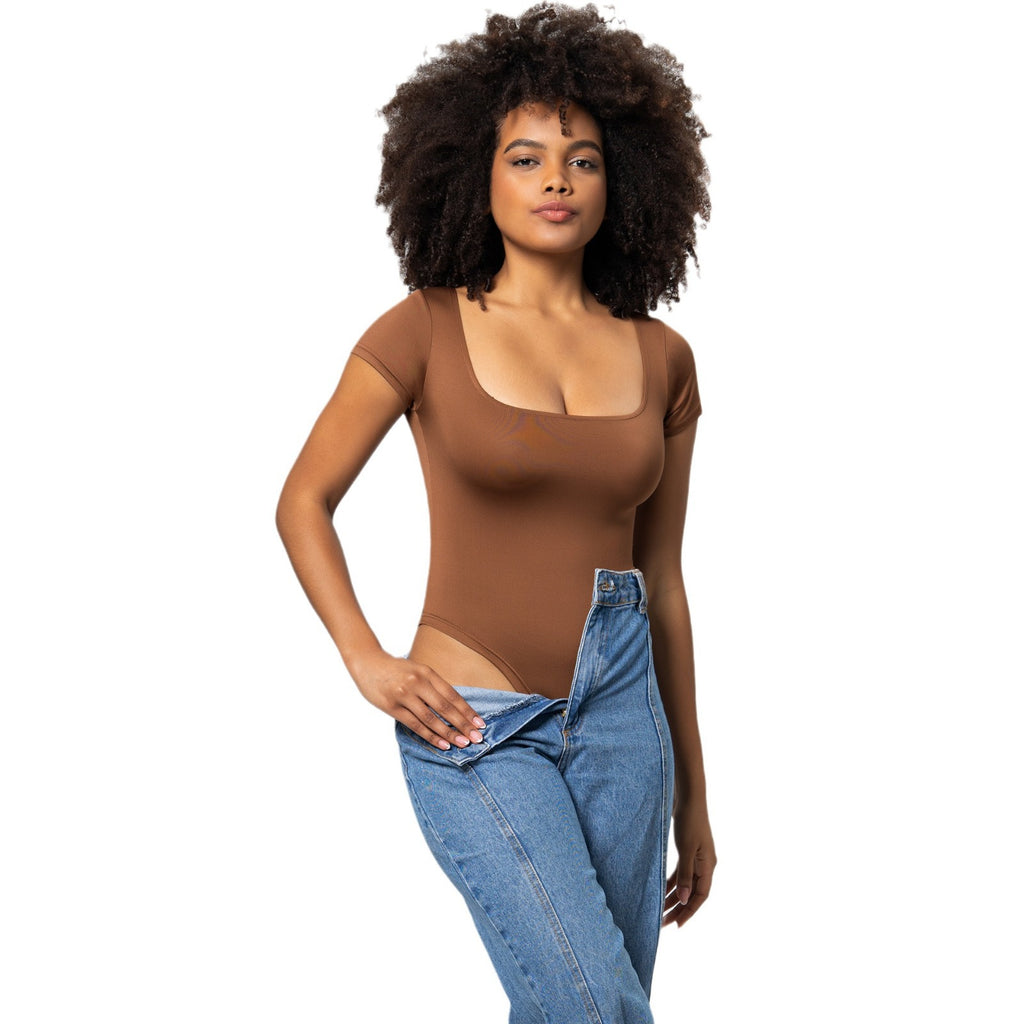 Women's Fitted Jumpsuit Solid Color Sexy Slim Plus Size Short Sleeve T-Shirt Ladies' Romper
