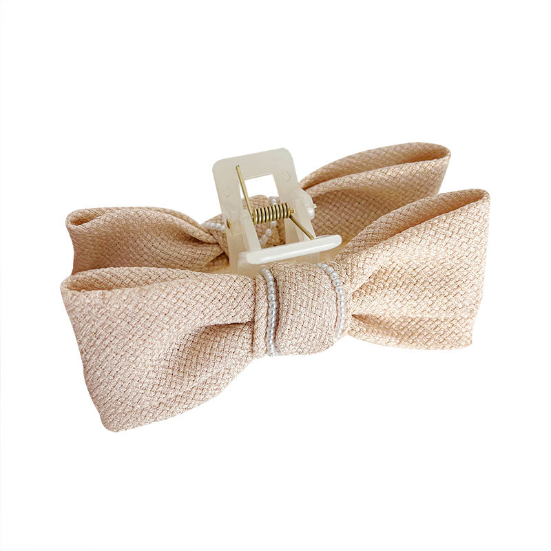 Pure Little Fragrant Pearl Bow Knot Clamping Clip Retro French Shark Clamping Clip Hair Clip D776