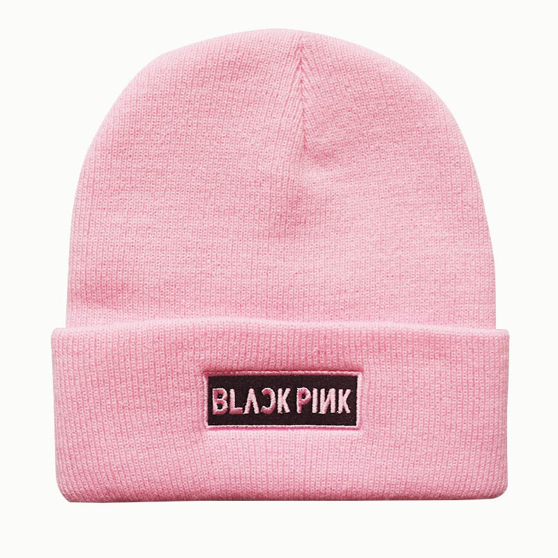 New Men's and Women's Autumn/Winter Trend Korean Blackpink Star Embroidered Knitted Hat Warm Pullover Hat