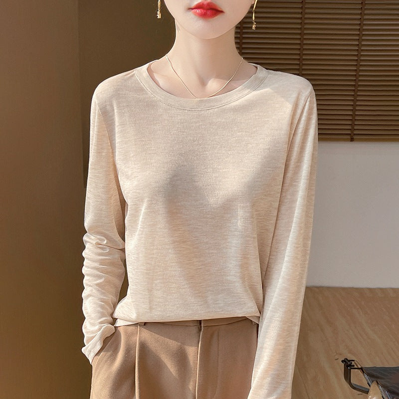 Women's Solid Color Long Sleeve Round Neck Knit Top
