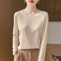 Women's Solid Color Long Sleeve Round Neck Knit Top
