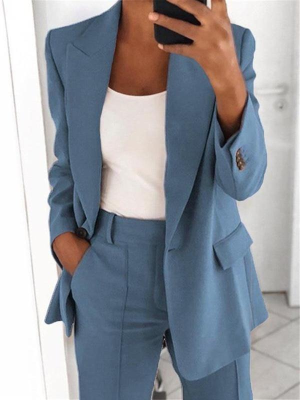 Fashionable and high-end slim fit lapel cardigan, elegant suit jacket set for women
