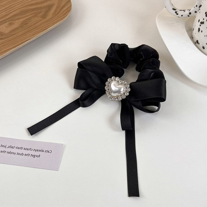 High Quality Bow Love Pearl Large Intestine Hair Ring Female Net Red New Temperament Hair Rope
