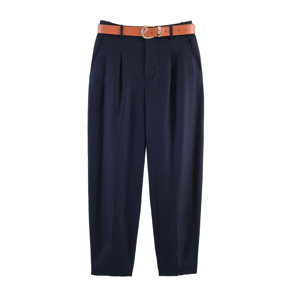 Commuter linen pleated belt pants