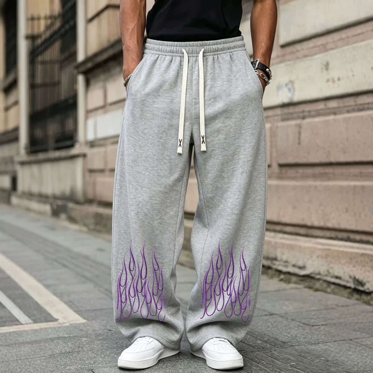Men's  Casual Sweatpants, Loose Wide-Leg Lightweight Drapey Long Pants