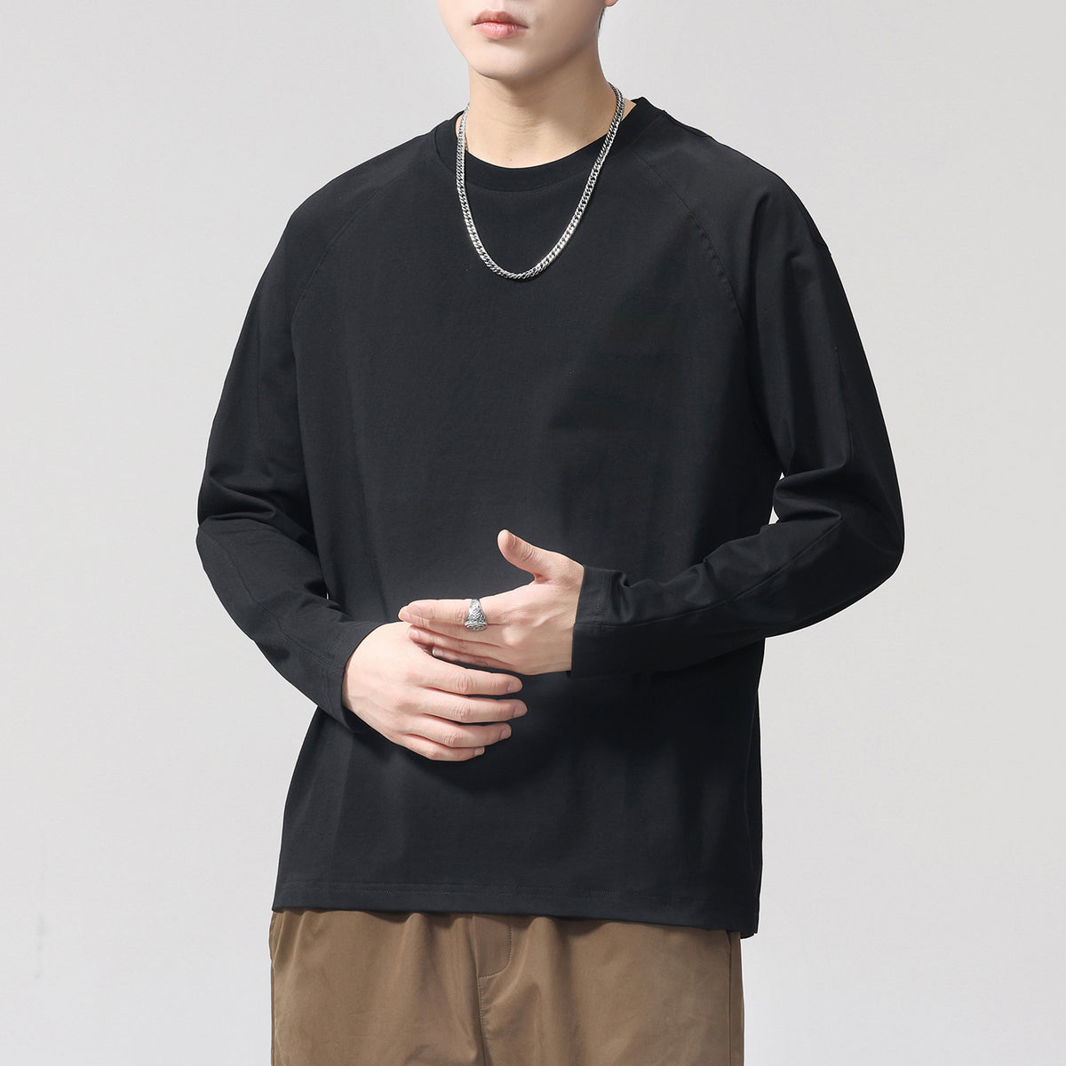 Men's Long Sleeve T-Shirt Loose Fit Comfortable Casual Base Tee Fall Winter