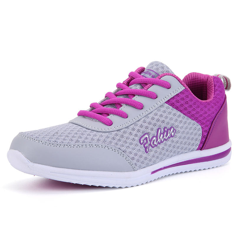 Casual Breathable Mesh Lace-up Flat Running Sneakers for Women Plus Size