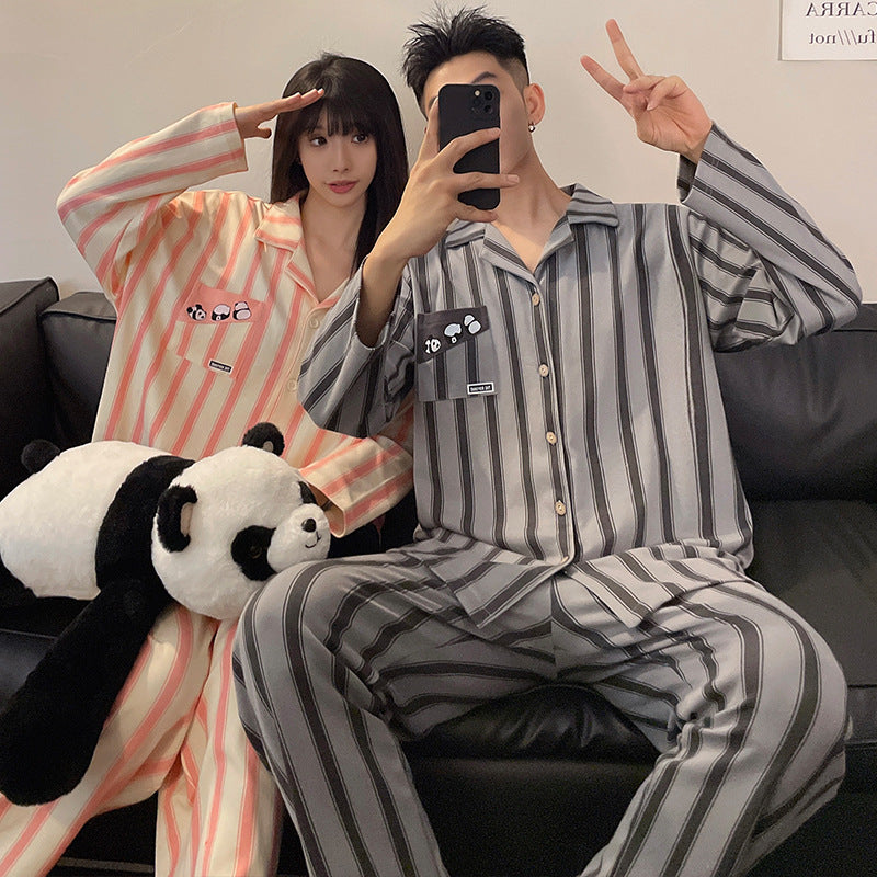 Couple's pajamas men's and women's lapel open home clothes