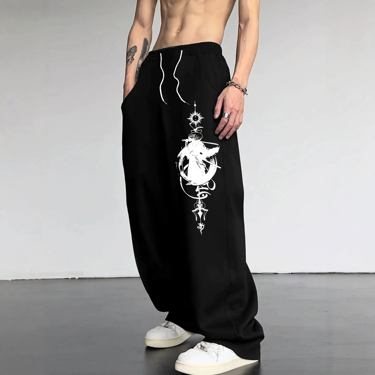 Wide Leg High Waist Adjustable Drawstring Pants