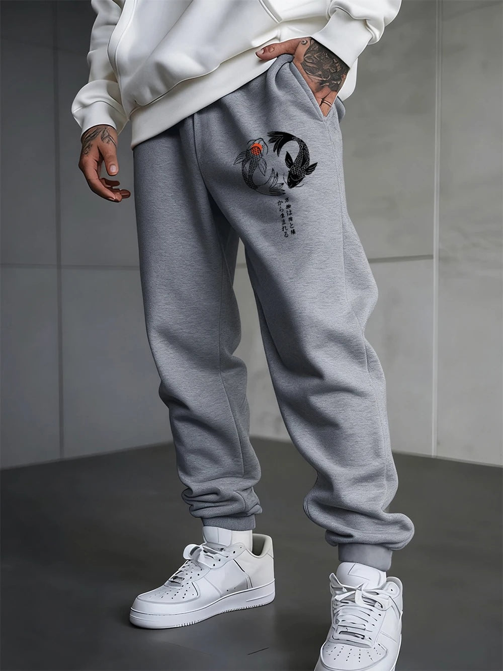 Gothic Twin Fish Print Unisex Casual Sport Sweatpants
