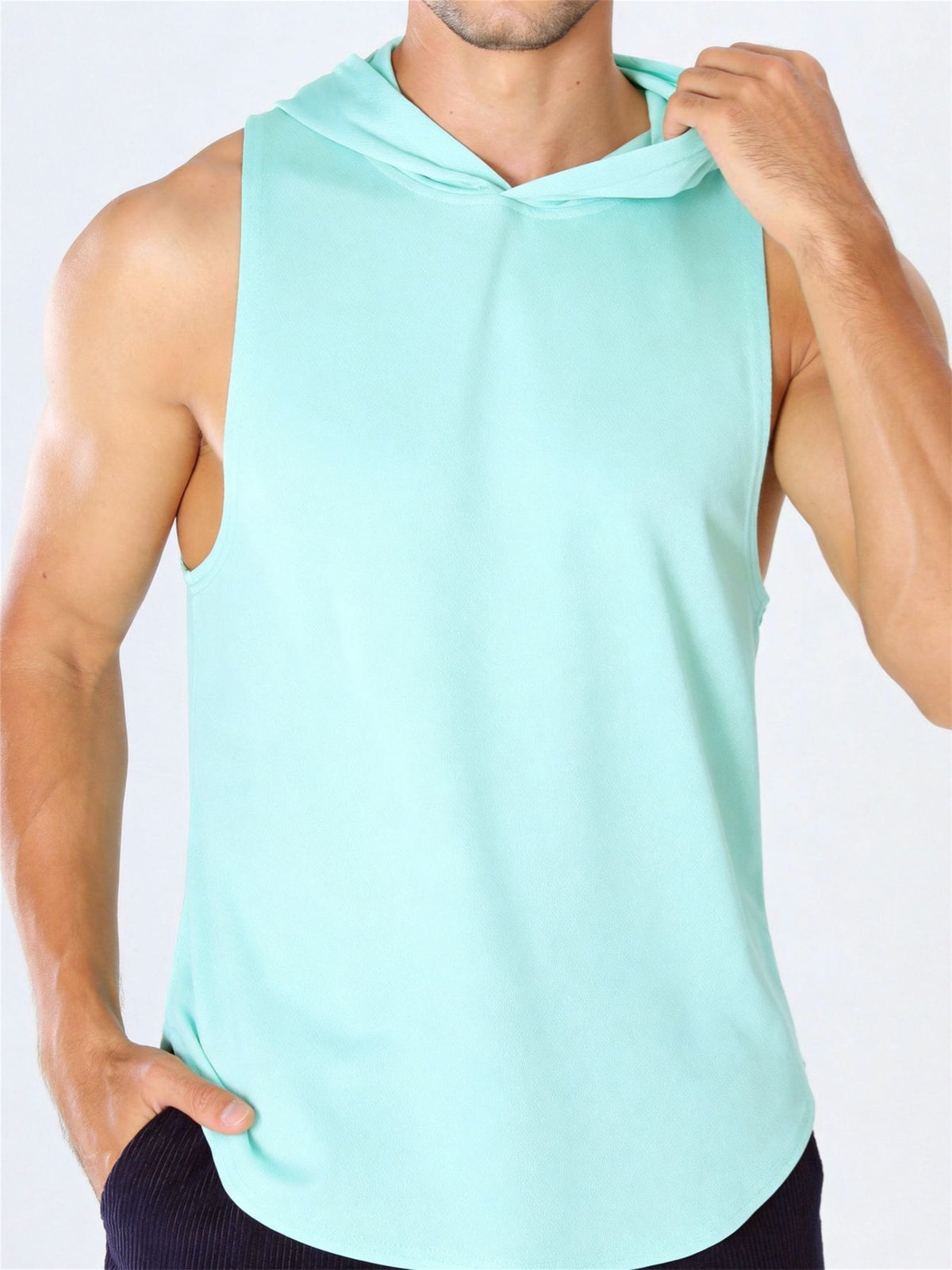 Summer Hooded Sleeveless Hoodie for Men, Sporty Breathable Running Outdoor Fitness Hoodie, Basketball Quick-Dry Top T-Shirt