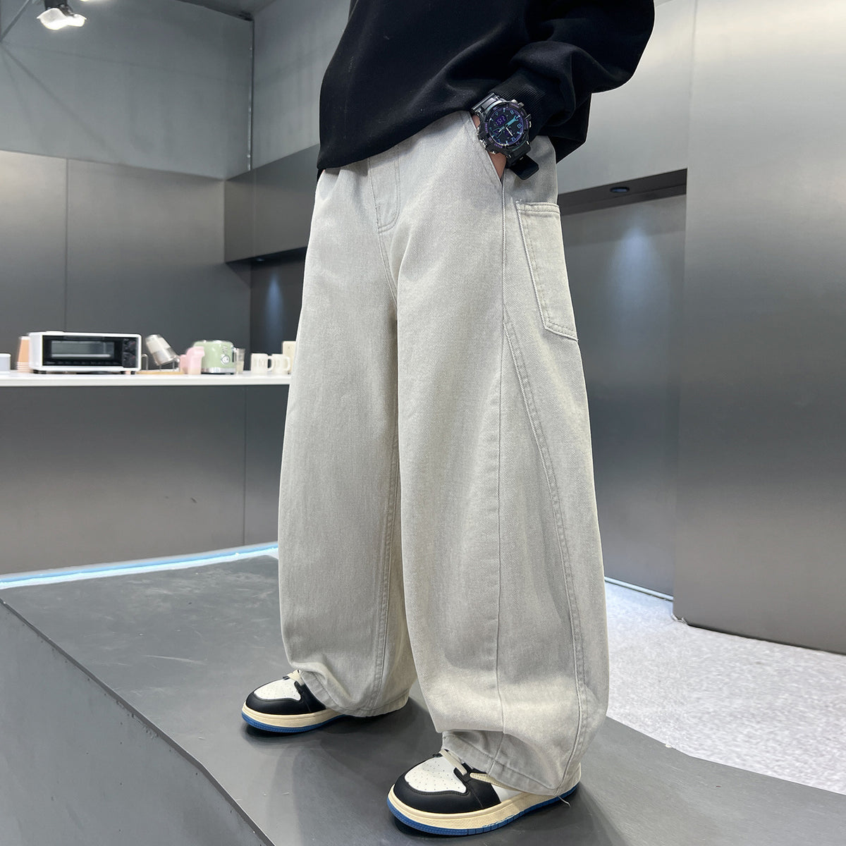 Boys' Casual Loose Wide Leg Straight Jeans Spring Autumn Pants