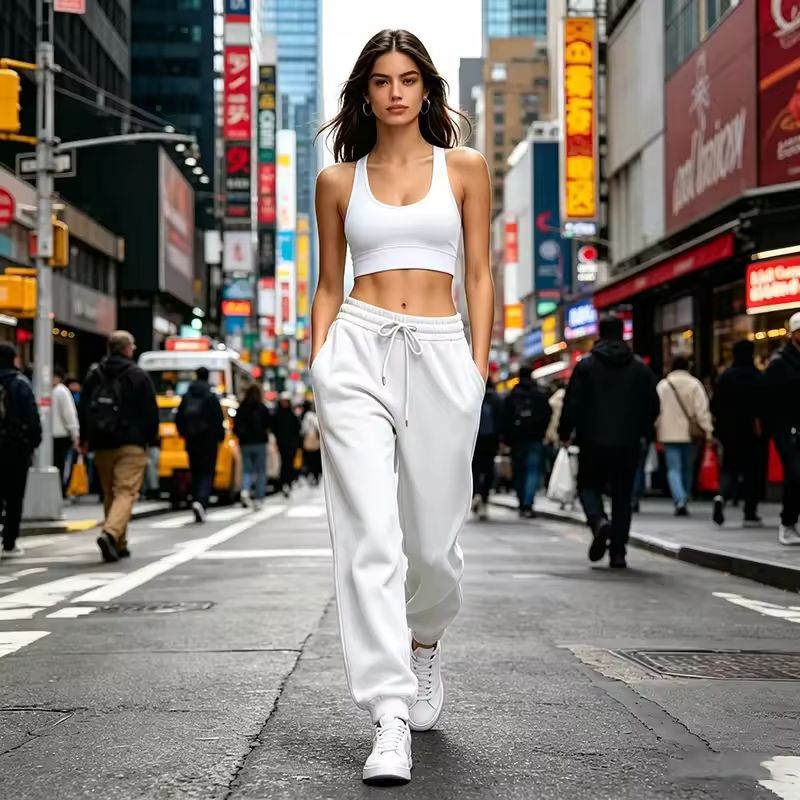High Waist Solid Color Cargo Pants Women Straight Leg Pocket Designer Trousers