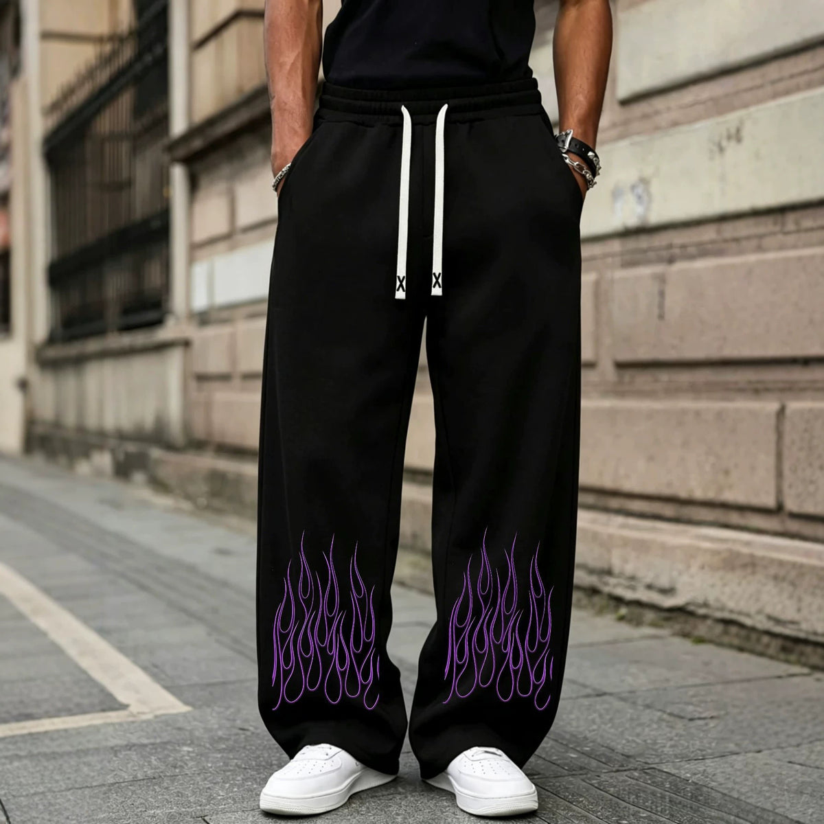 Men's  Casual Sweatpants, Loose Wide-Leg Lightweight Drapey Long Pants