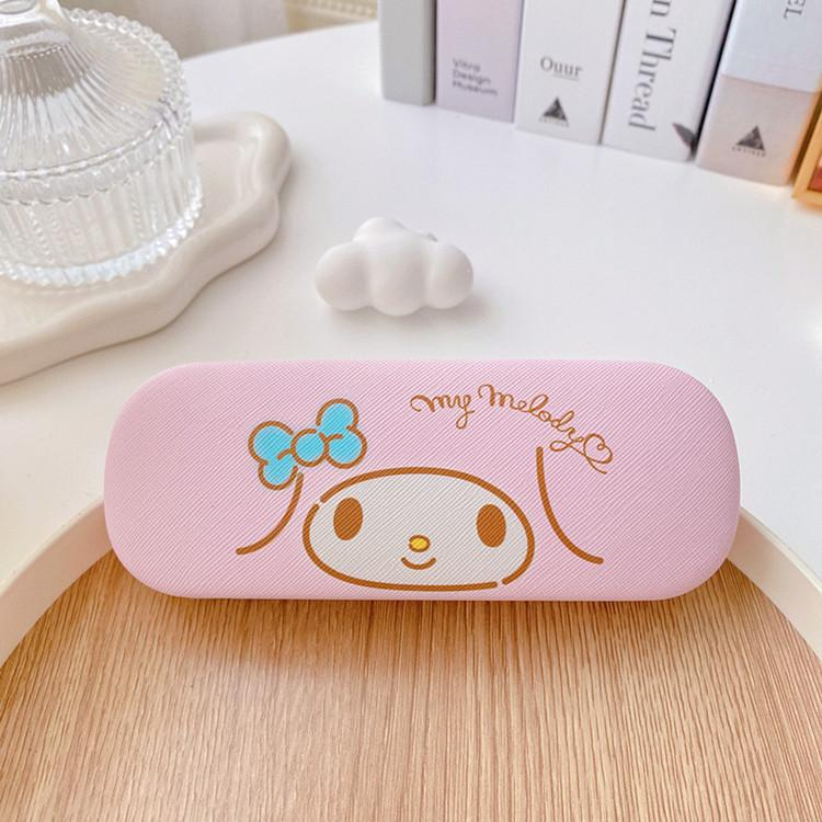 Cute Kuromi Leather Glasses Case Drop-Proof Crush-Proof Kids Eyewear Storage Box