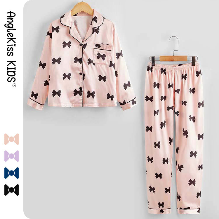 Children's Pajamas Set Two piece Autumn Silk Cute Cartoon Long Sleeve Girls' Home Wear