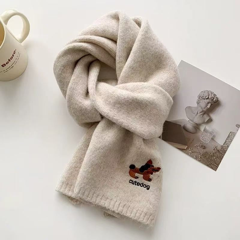 Autumn and winter neck scarf shawl, warm solid color knitted thick scarf