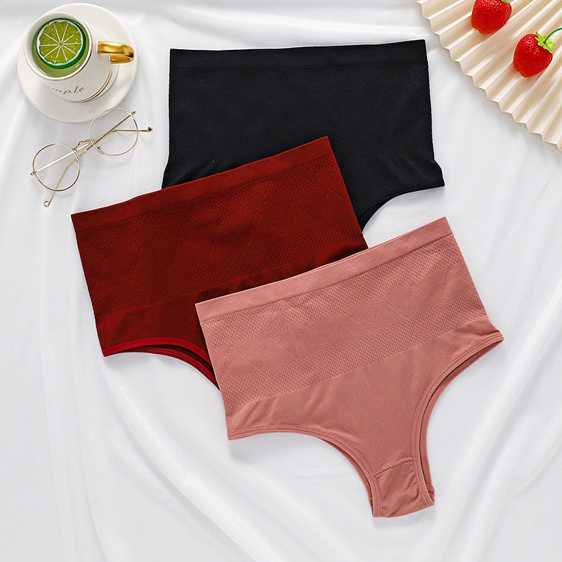 Seamless mid-high waist panties, tummy-tightening, waist-slimming and height-slimming elastic briefs for women